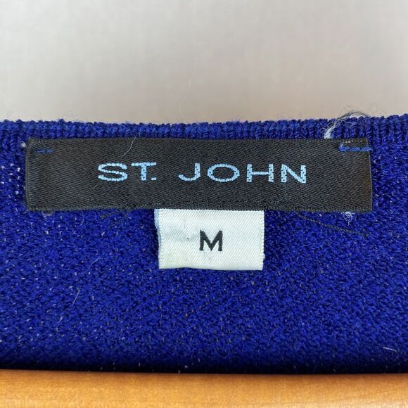 St John Blue Knit Sleeveless Woven Tank Top M - Picture 6 of 7